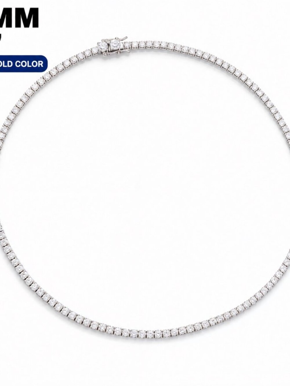 LEKANI 3mm Moissanite Tennis Necklace S925 Silver 20 in